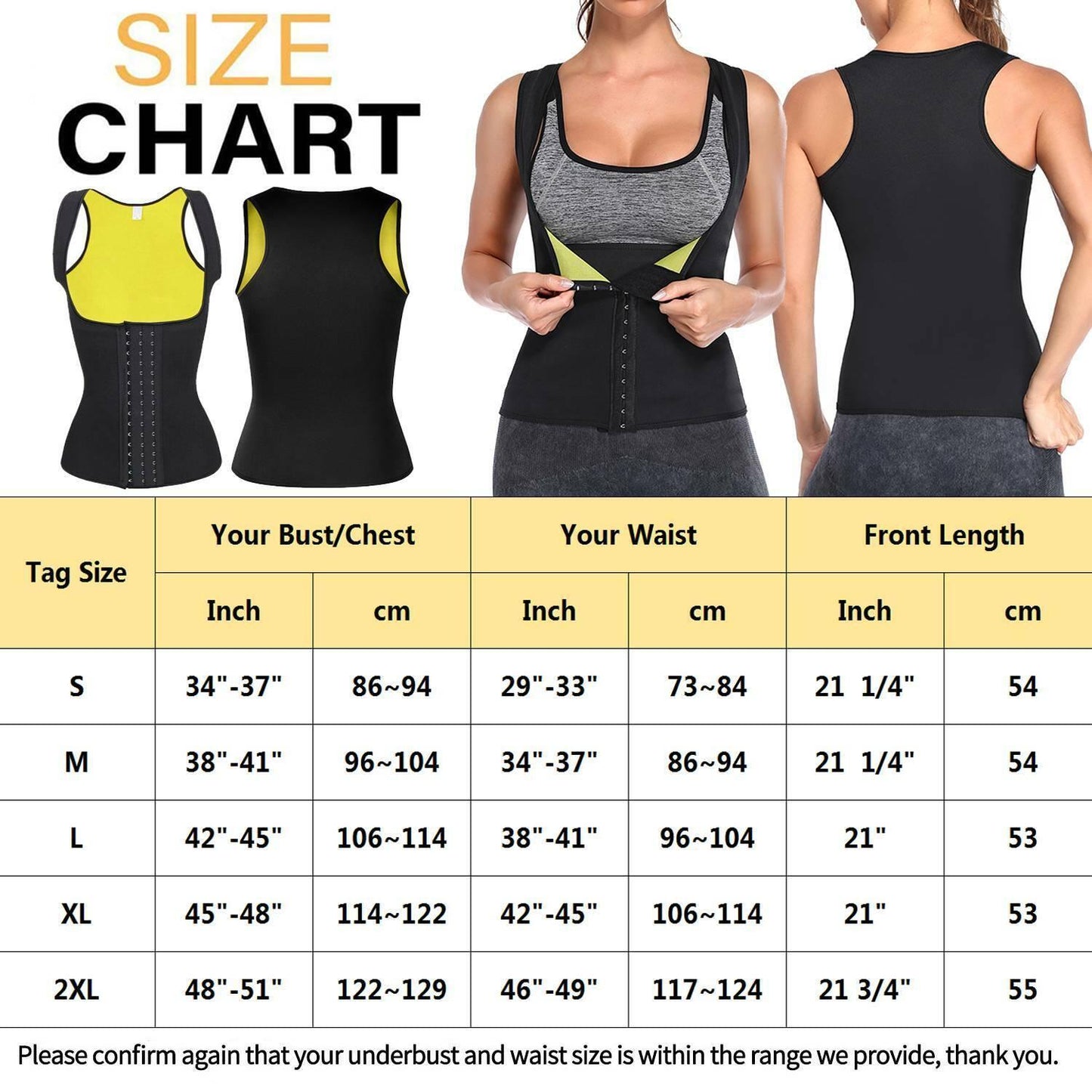 Corset for Belly Fat - Women Neoprene Sauna Sweat Waist Trainer Vest Body Shaper Weight Loss Gym Corset