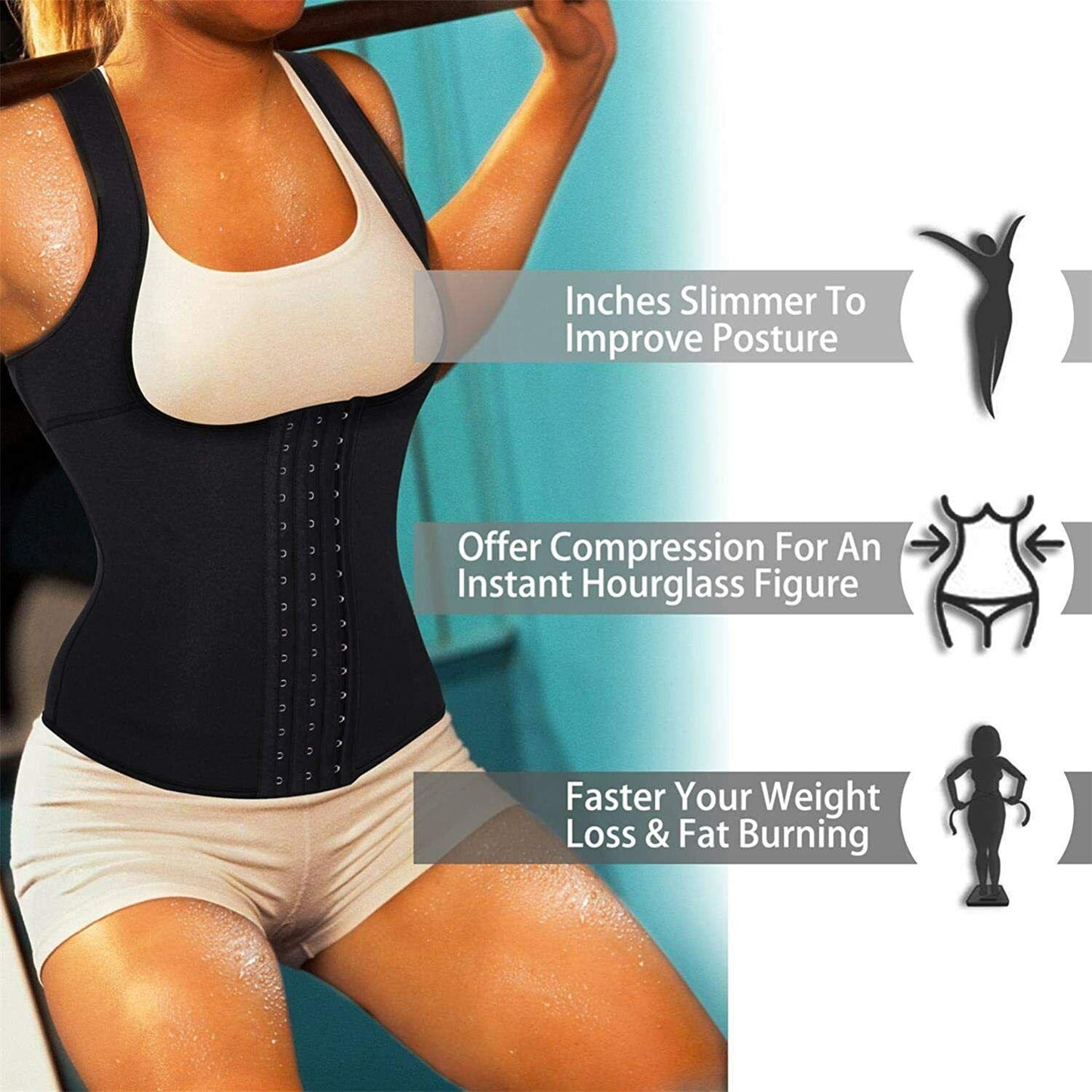 Corset for Belly Fat - Women Neoprene Sauna Sweat Waist Trainer Vest Body Shaper Weight Loss Gym Corset