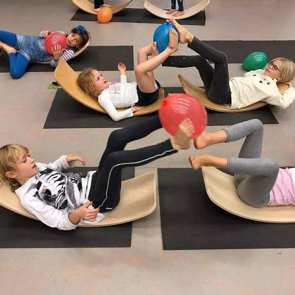 Wooden Balance Board UK - Wooden Balance Board Wobble Curved Rock-it Yoga Rocker Leaning Toy for Kid Adult