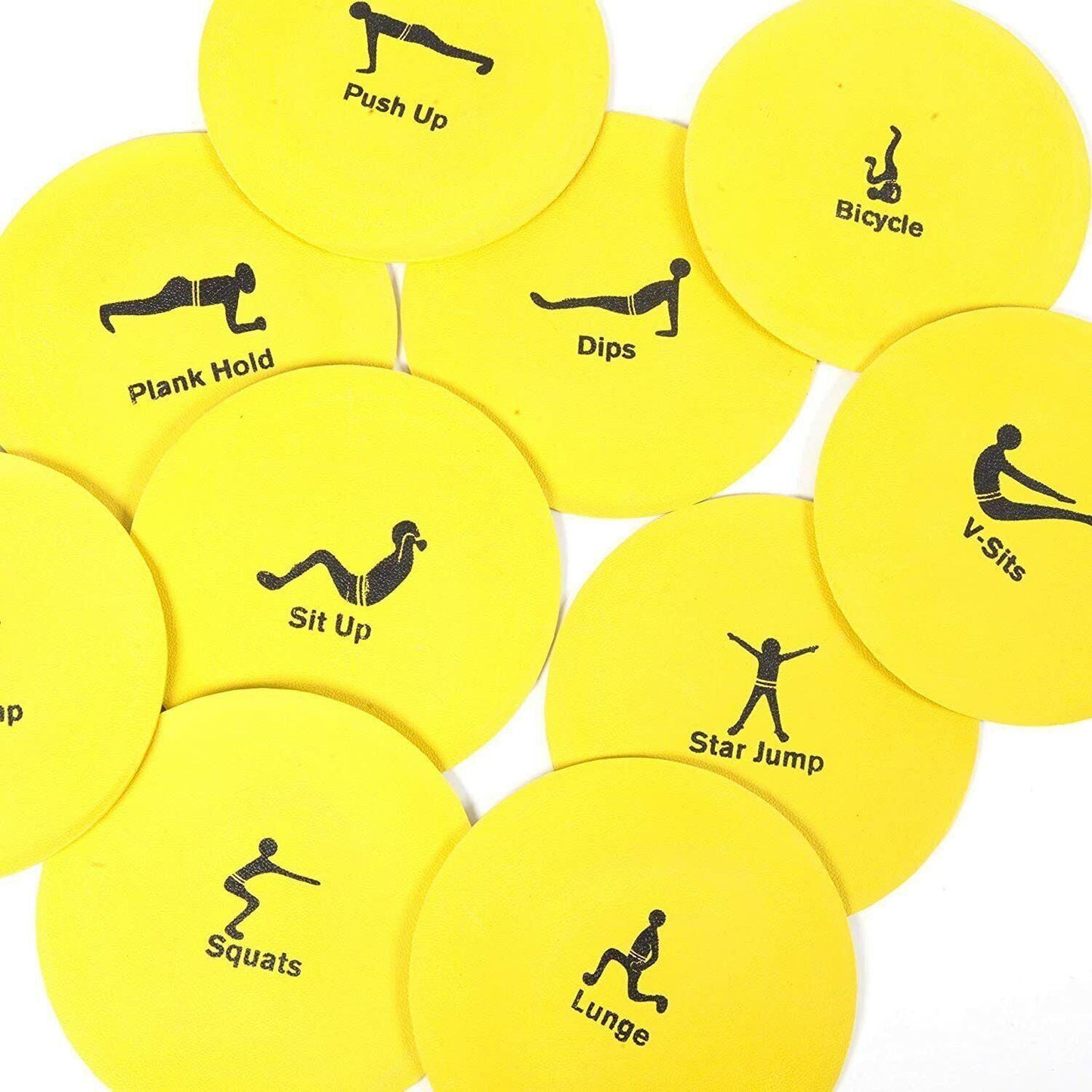 Foot Sliders Exercise - Workout Rubber Disc Markers 10 Exercises Circuit Training Set Flat Cone Non Slip