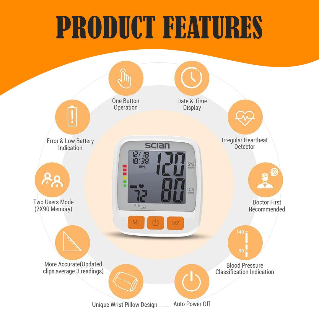 Blood Pressure Monitors for Wrist - LCD Digital Wrist Blood Pressure Monitor Automatic Machine Tester BP Cuff
