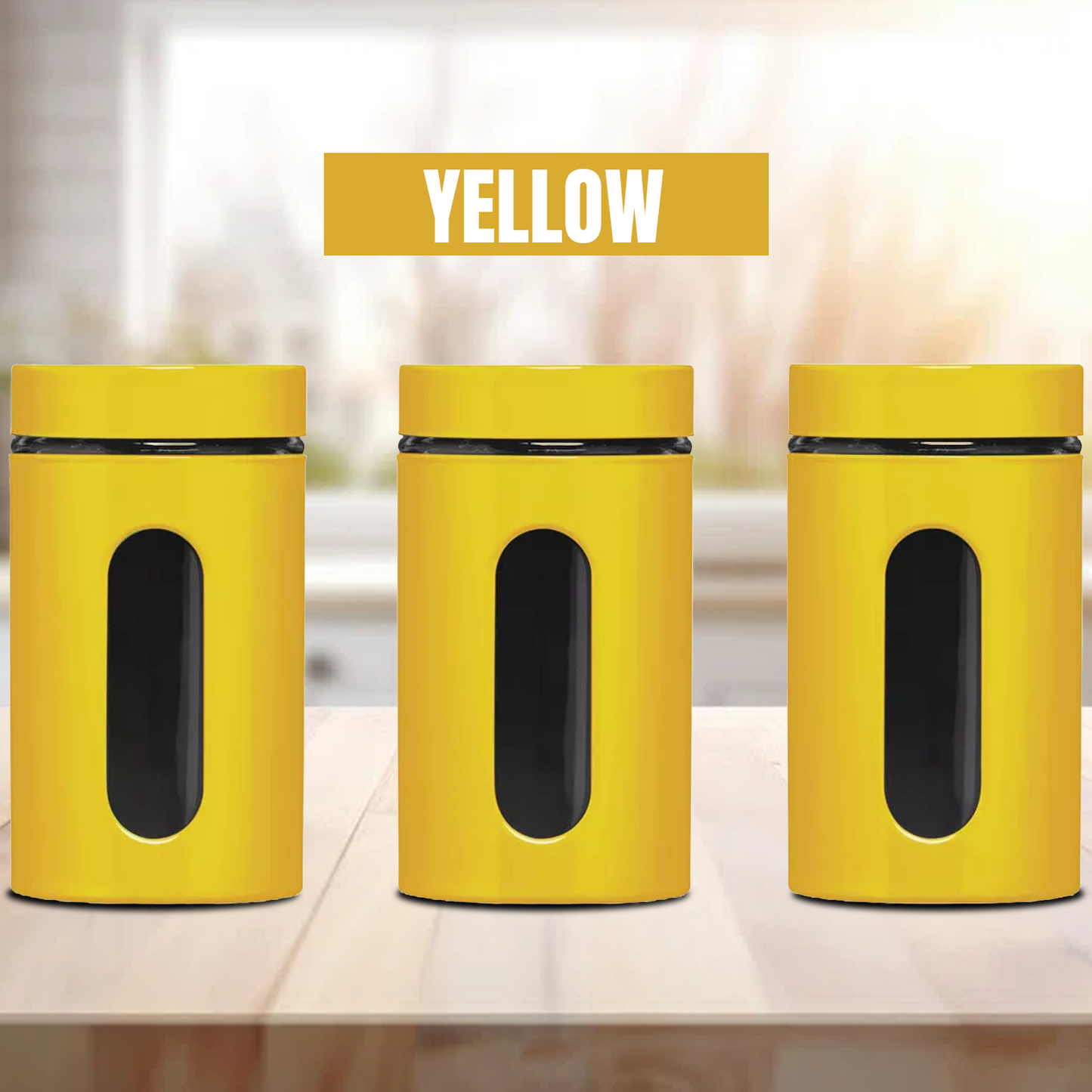 Tea Coffee Sugar Jars – Modern Storage Containers Set for Kitchen Counter Organization