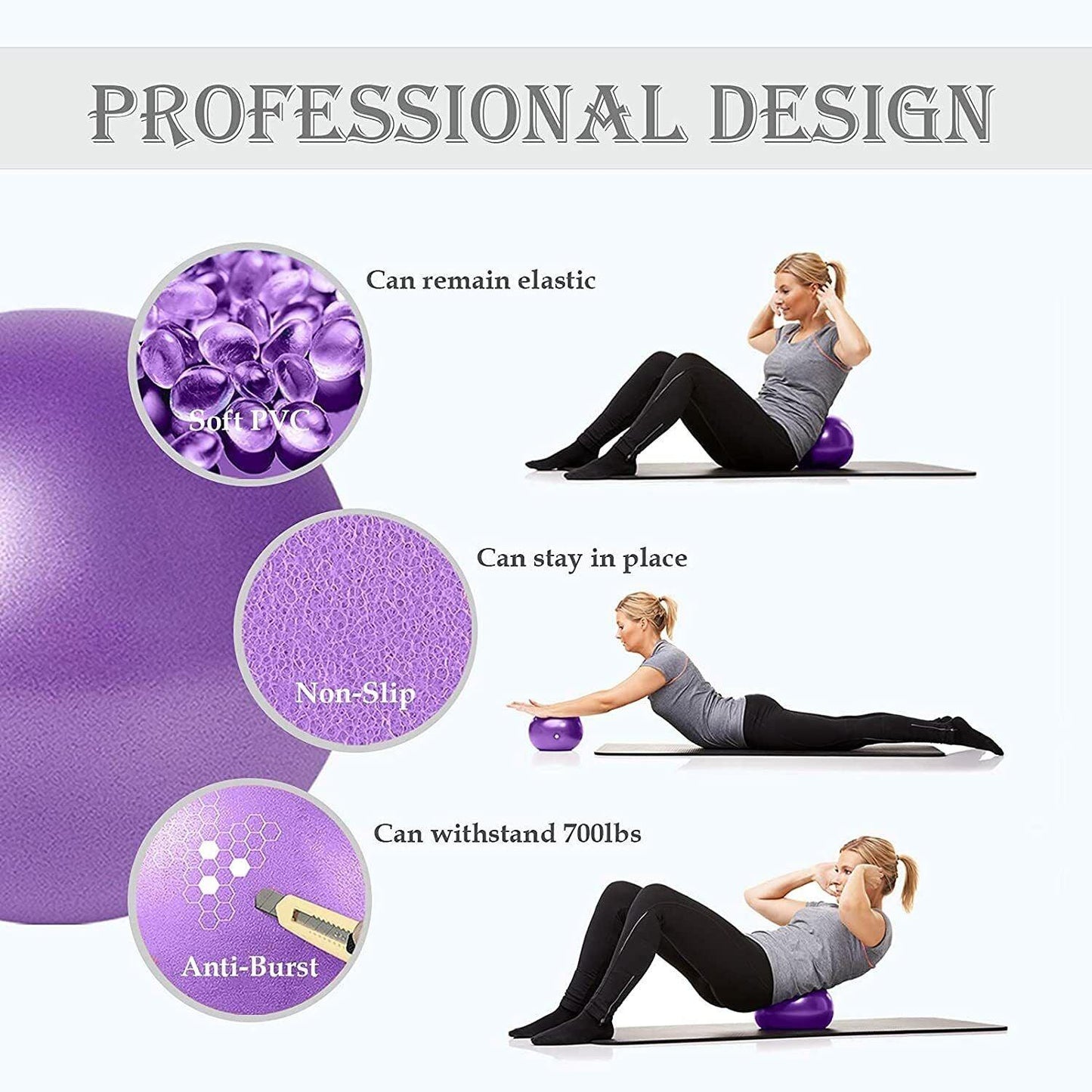 Gym Balls for Pregnancy - 25cm Yoga Ball Pilates Balls Fitness Anti Burst Balance Pregnancy Exercise Balls