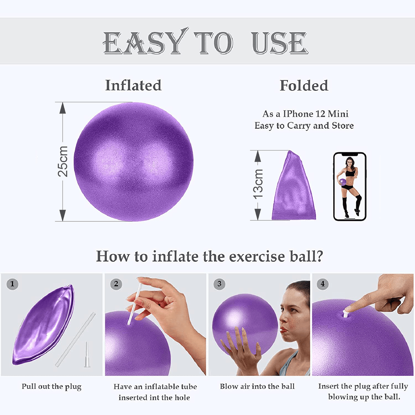 Gym Balls for Pregnancy - 25cm Yoga Ball Pilates Balls Fitness Anti Burst Balance Pregnancy Exercise Balls
