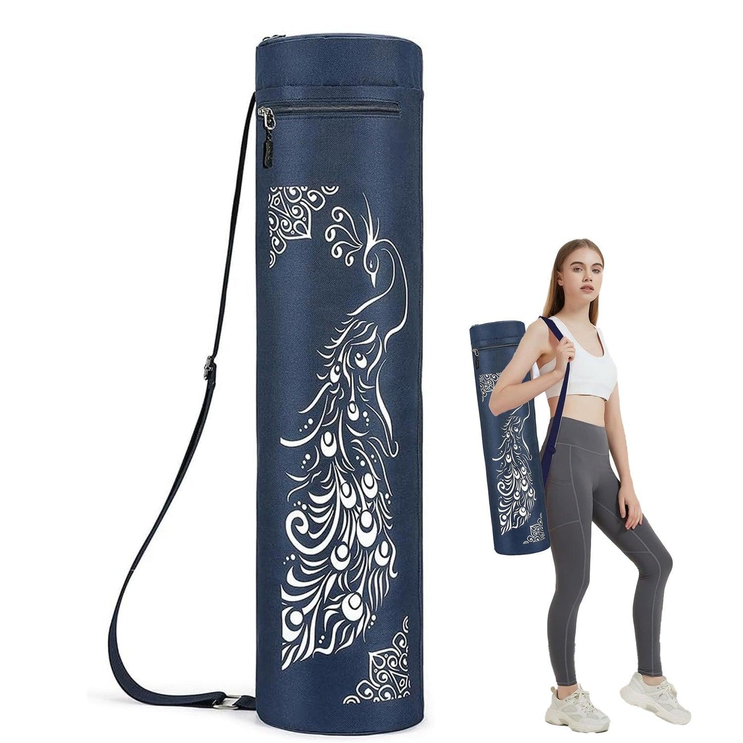 Yoga Mat Bag - Full-zip Exercise Yoga Mat Carry Bag Durable Waterproof Oxford Cloth With 2 Cargo Pockets | Extra Wide | Adjustable Shoulder Strap