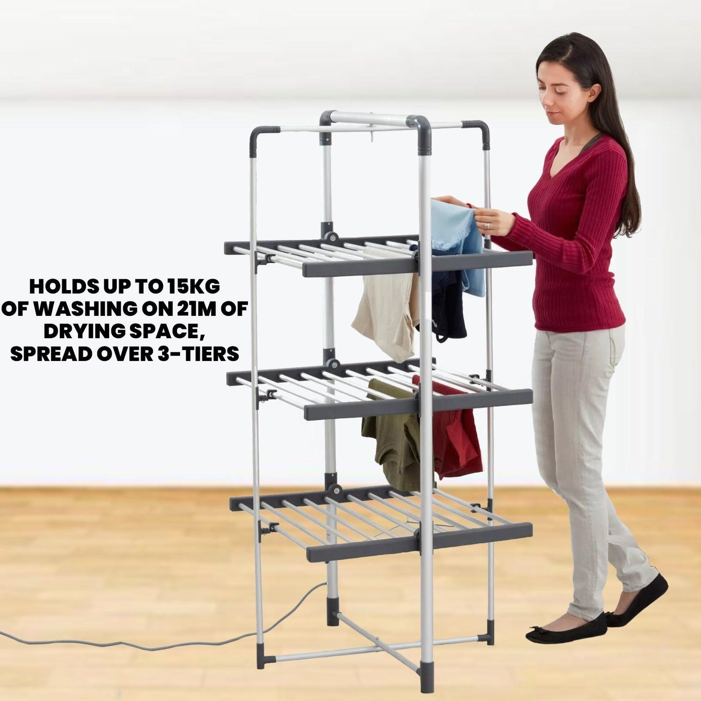 Electrical Clothes Airer - Black+Decker Electric Heated Clothes Airer / Low Energy / Large Drying Space