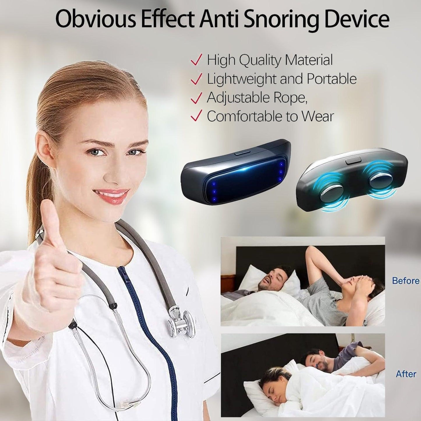 Anti Snore Device - Electric Micro Noise Stopper Sleep Apnea Aid Stop Snore HB