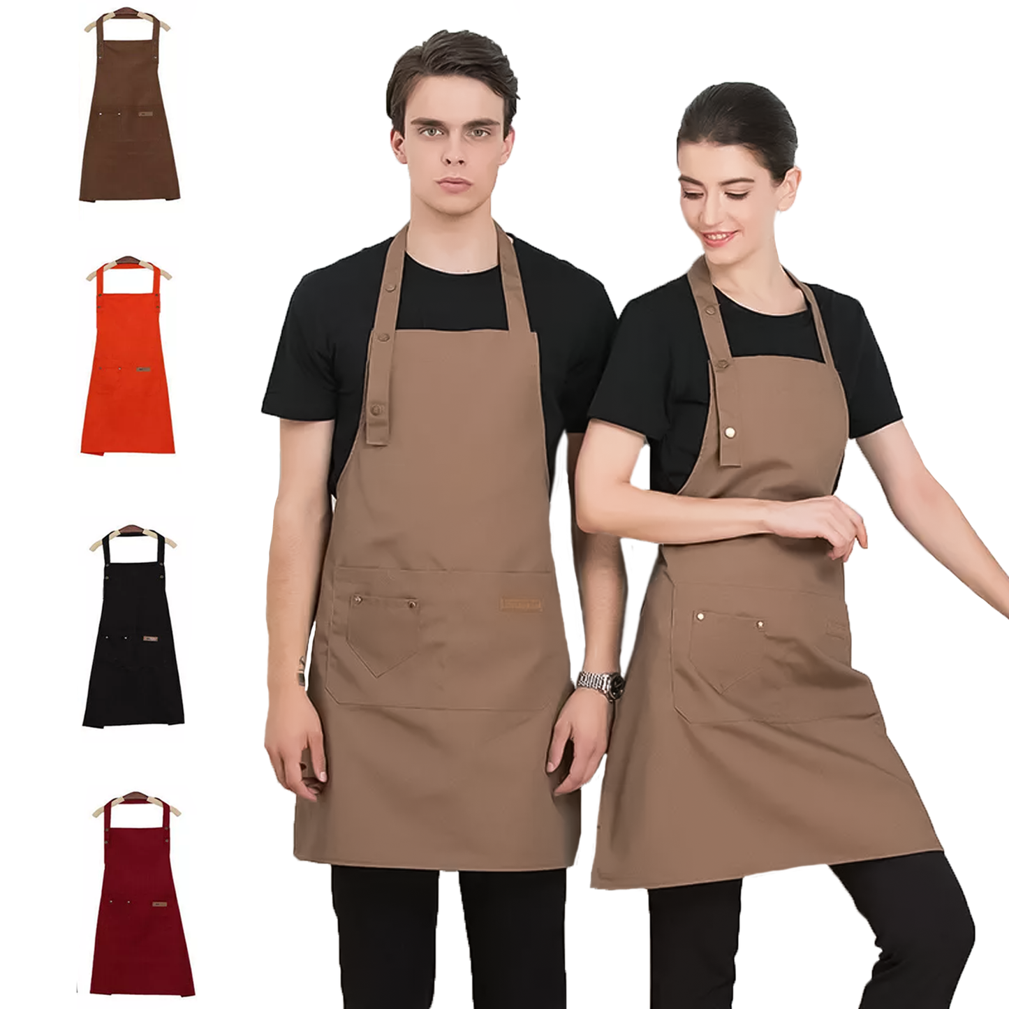 Denim Chef Apron - Canvas Pockets Apron for Kitchen Cooking BBQ Crafts Baking