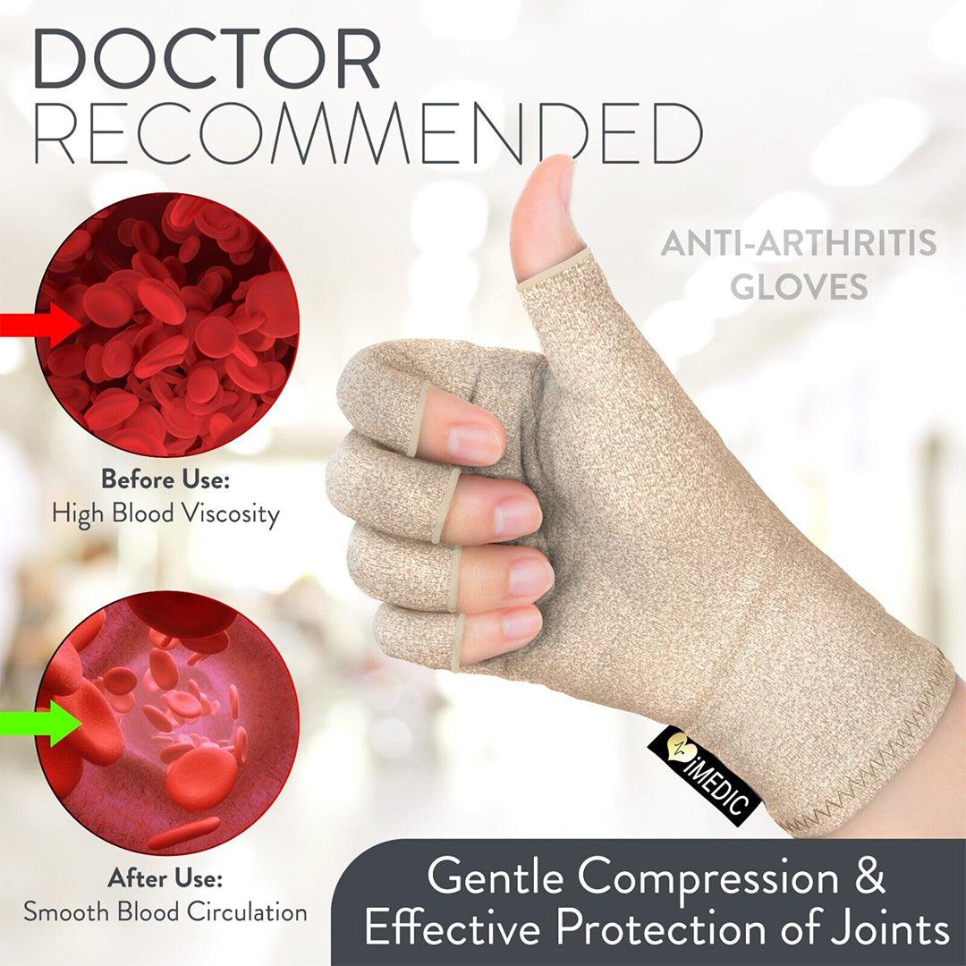 Compression Gloves for Arthritis - Fingerless Pain Relief Arthritic Hands Rheumatoid Anti Arthritis Elastic Gloves