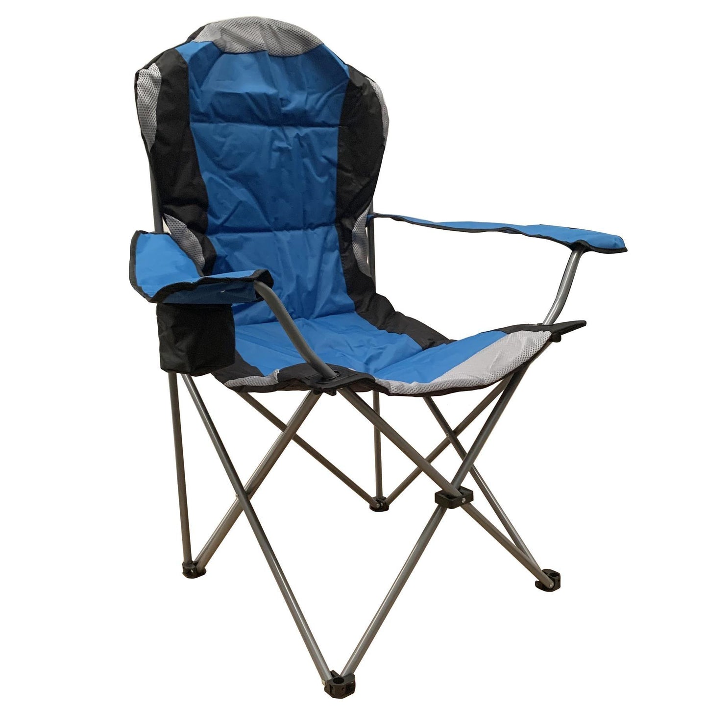 Outdoor Camping Chair - Padded Folding Camping Deluxe Fold Chairs High Back With Cup Holder & Carry Bag