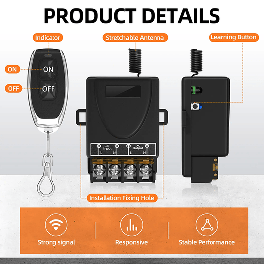 💥Wireless Remote Control Switch & Receiver Kit, No Wiring
