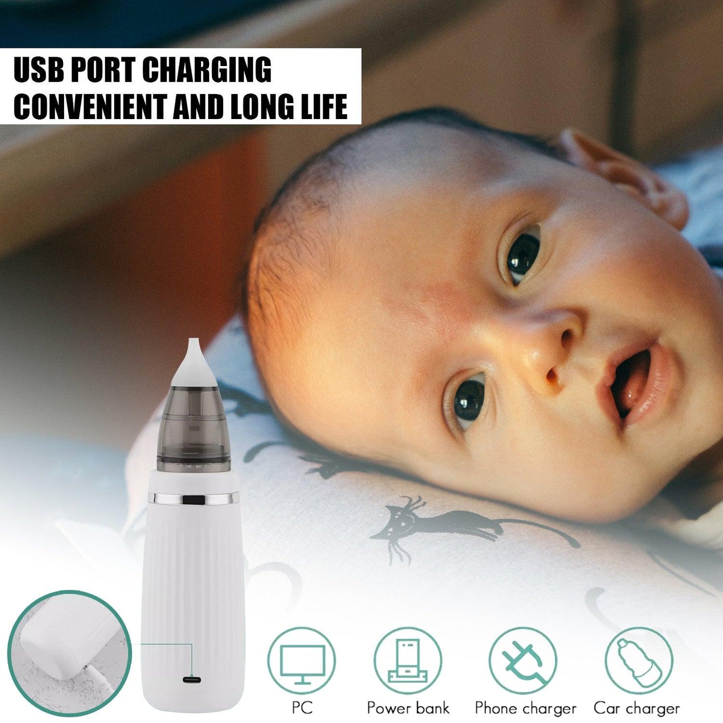 Electric Nose Aspirator - Rechargeable Baby Nasal Aspirator Safe Hygienic Nose Cleaner for Infant