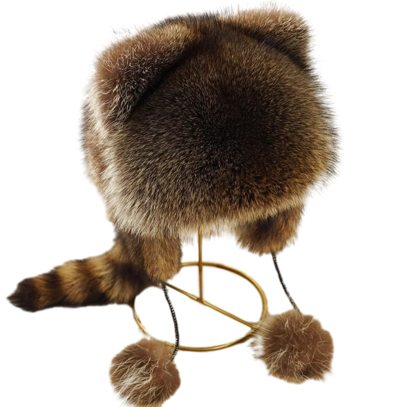 ❄️New Year Sale❄️ Raccoon Tail Fur Parent-Child Plush Hat