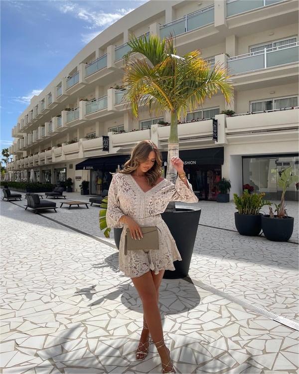 Casual Short V-neck Lace Suit