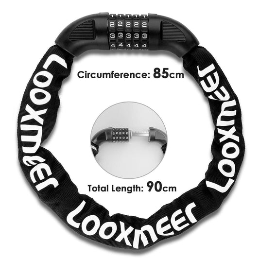 Best Bike Lock UK - Heavy Duty High Security 90cm 5-Digit Combination Chain Lock