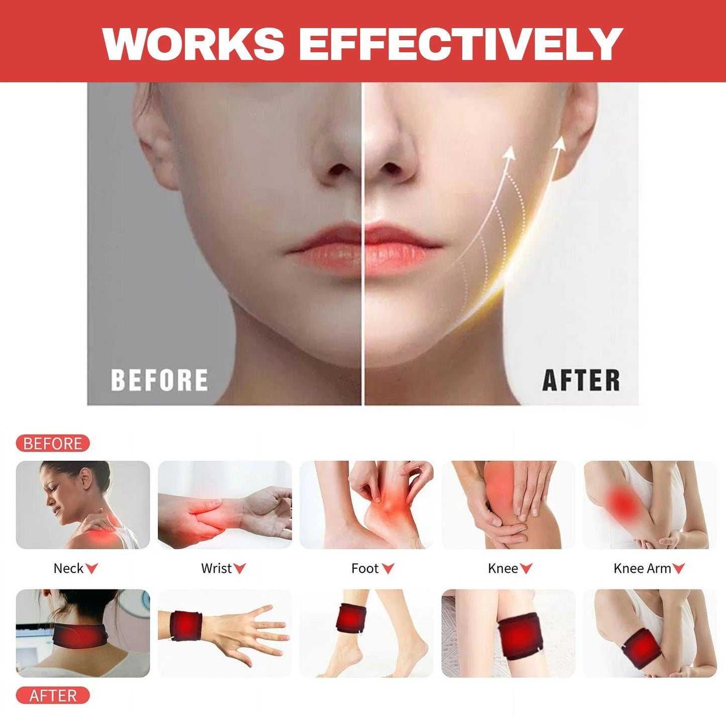 Red Light Therapy Belt - 660nm & 880nm IR Light Therapy Device For Facial Lifting Slim Chin