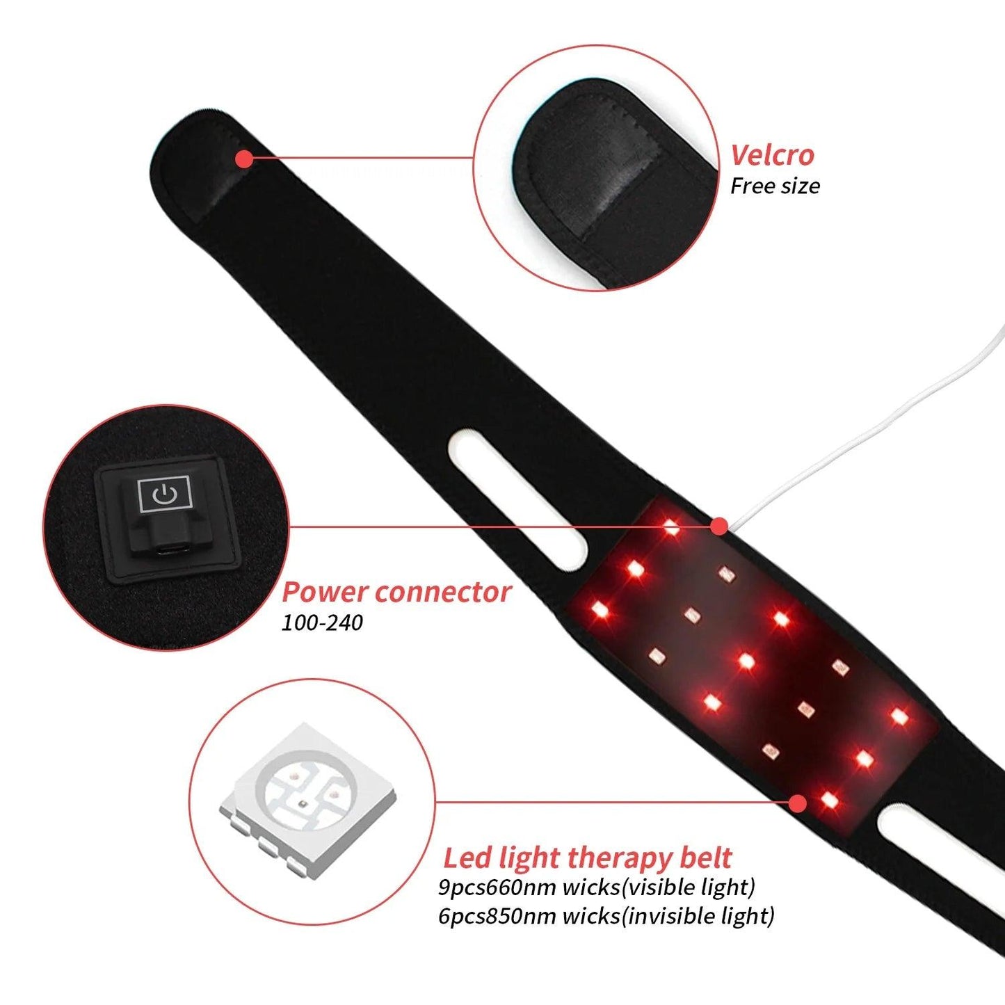 Red Light Therapy Belt - 660nm & 880nm IR Light Therapy Device For Facial Lifting Slim Chin