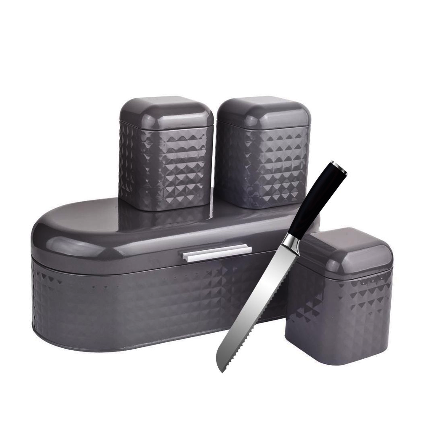 Bread Bin Set – 4-Piece Kitchen Storage Set with Tea, Coffee & Sugar Canisters