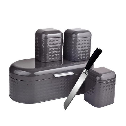 Bread Bin Set – 4-Piece Kitchen Storage Set with Tea, Coffee & Sugar Canisters