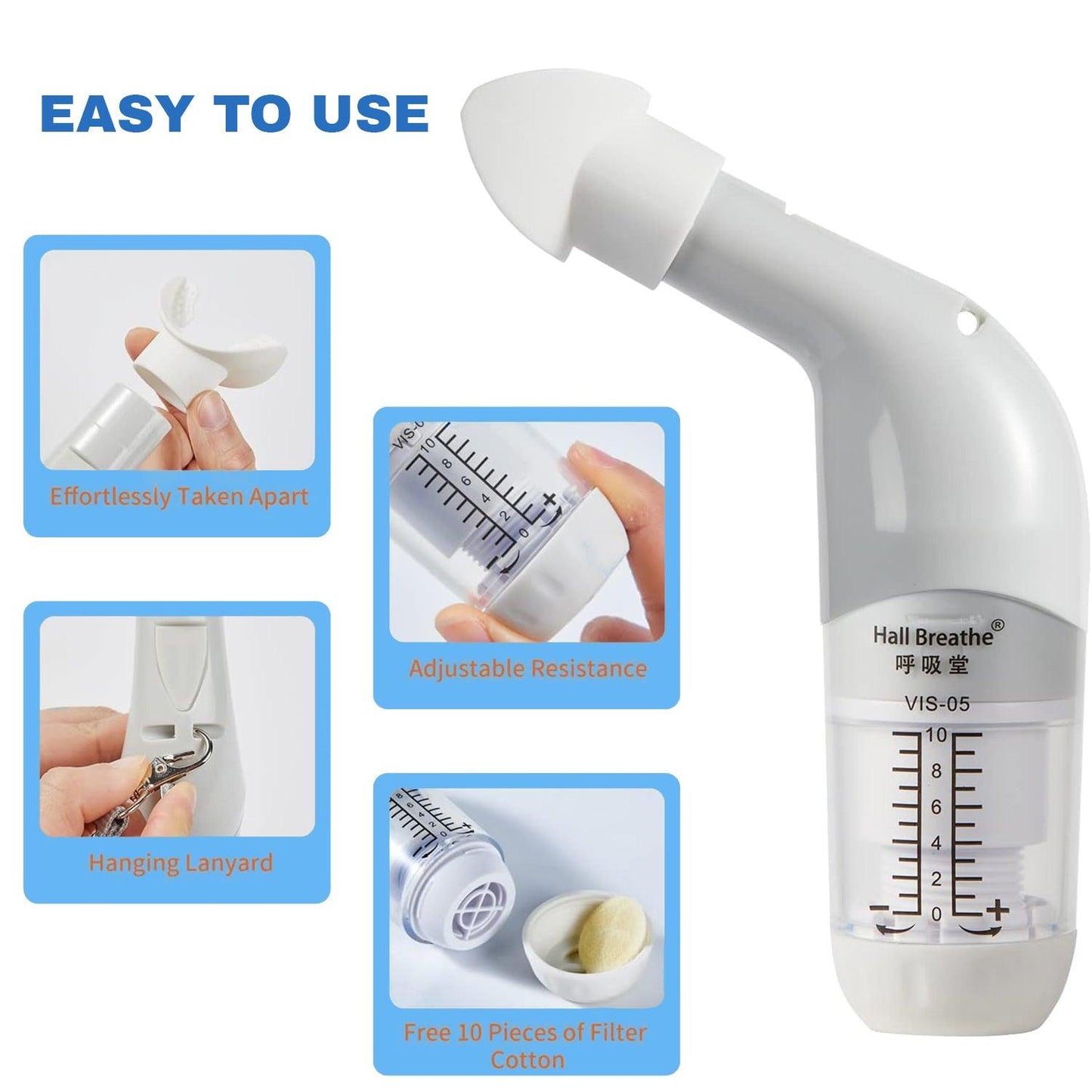 Breath Training Device - Deep Breath Trainer Exerciser Strength Lungs
