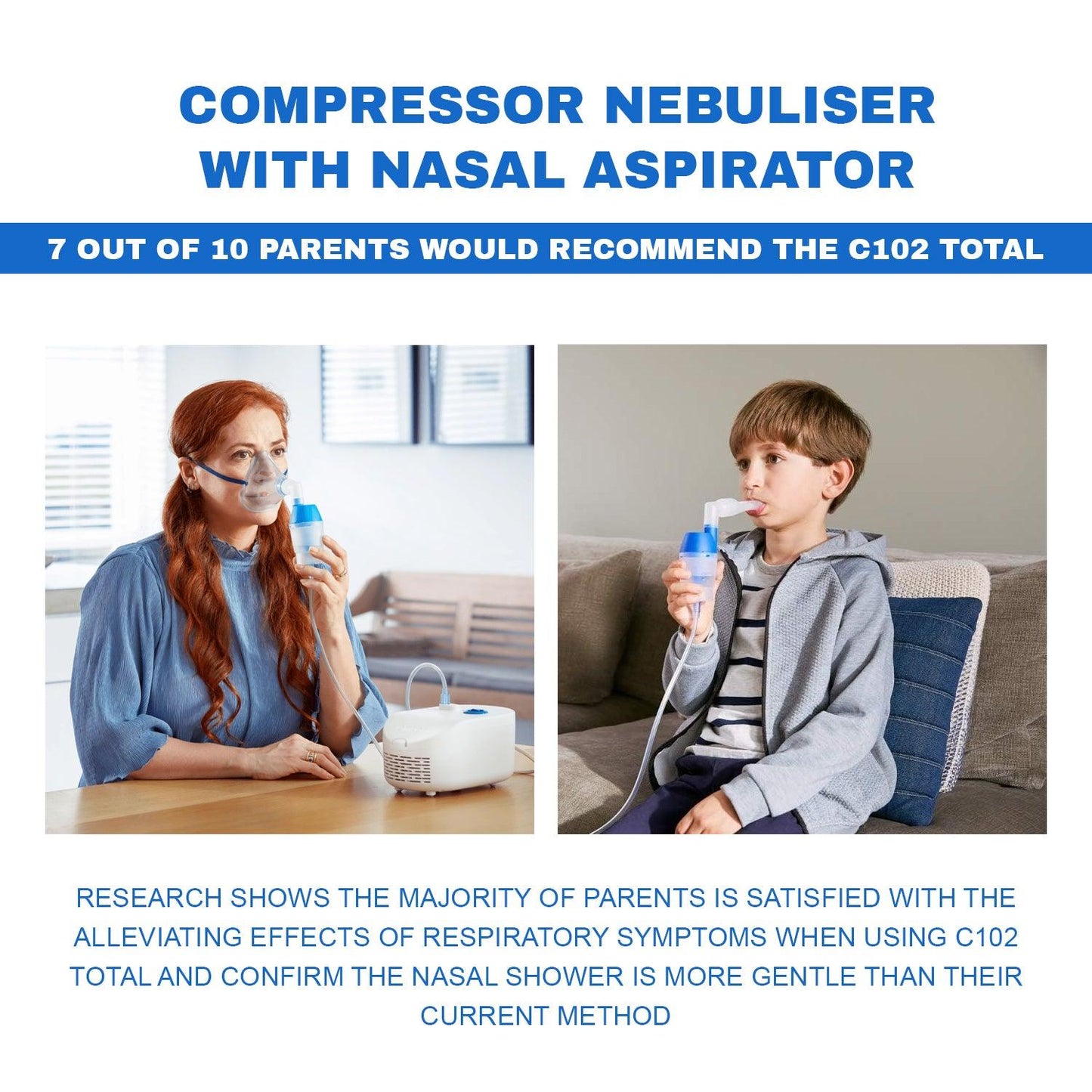 Home Nebulizer Machine - 2-in-1 Nebuliser with Nasal Shower | Treat Respiratory Conditions Like Asthma |  Provides Allergy, Cough and Cold Symptom Relief at Home