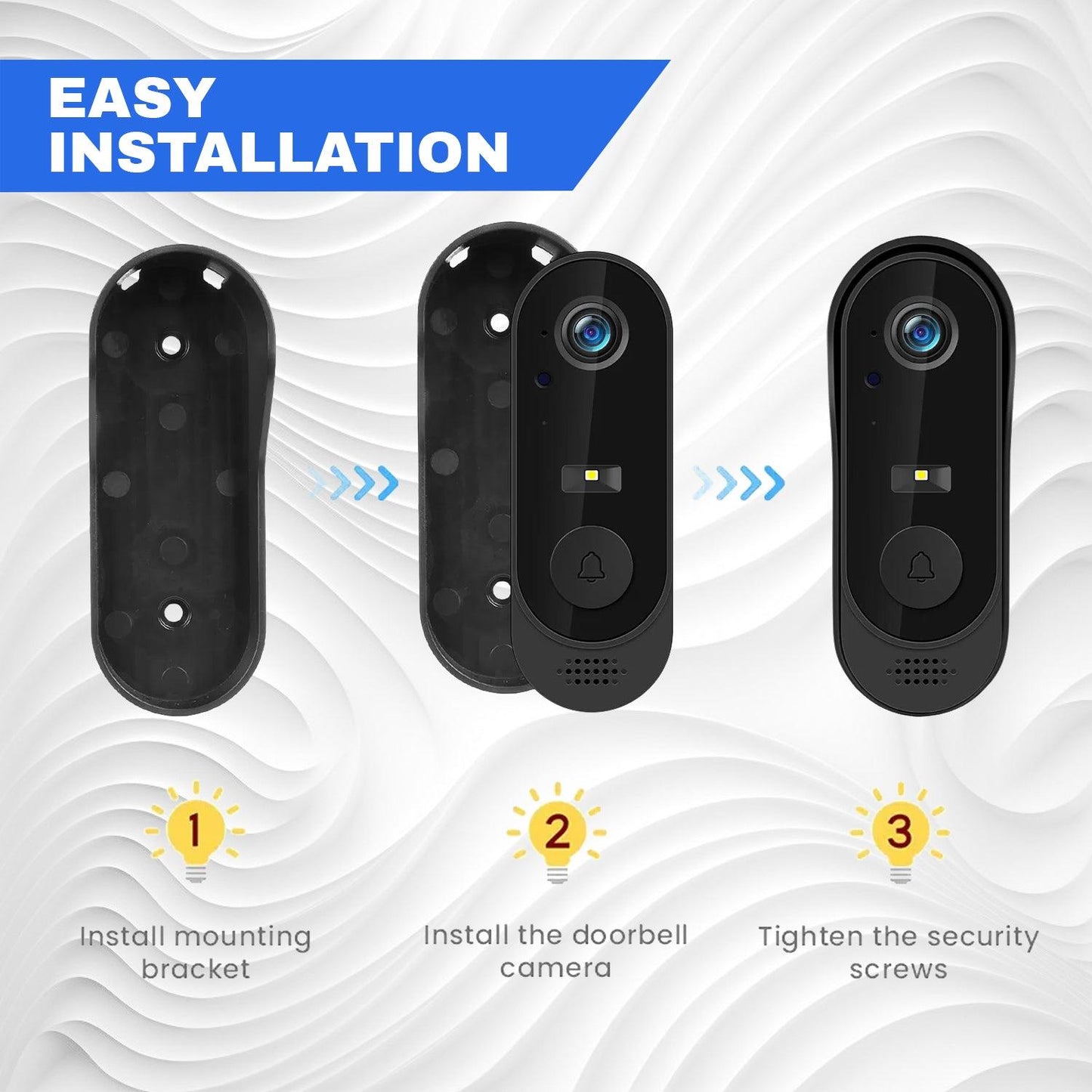 Wifi Video Doorbell - Smart Wireless Security Ring Phone Camera Door Bell Intercom HD Advanced Motion Detection Security Camera Bell