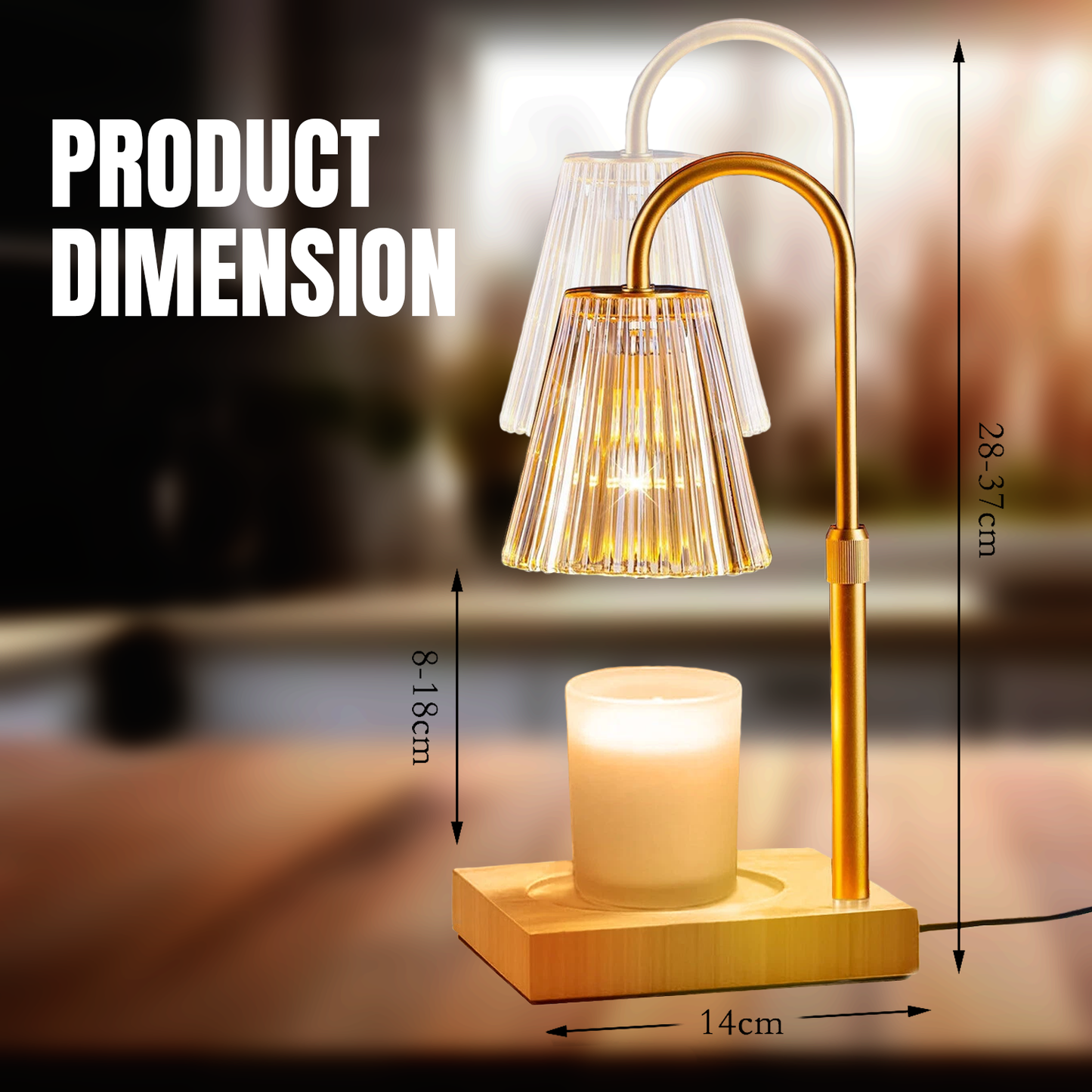 Candle Warmer Lamp – Height Adjustable Dimmable Lamp with Remote & Timer