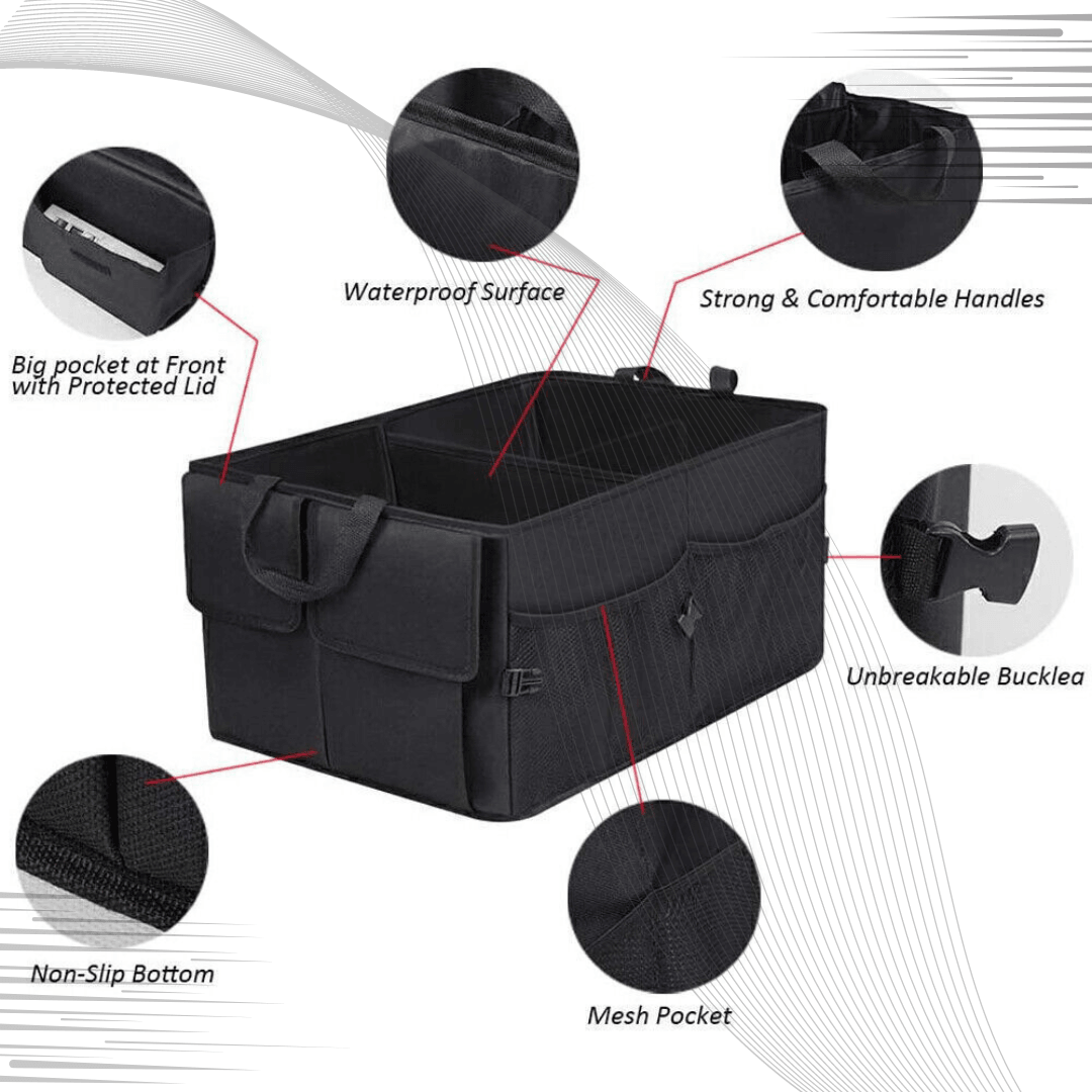 Car Boot Organiser - Heavy Duty Collapsible Foldable Tidy Pocket Storage