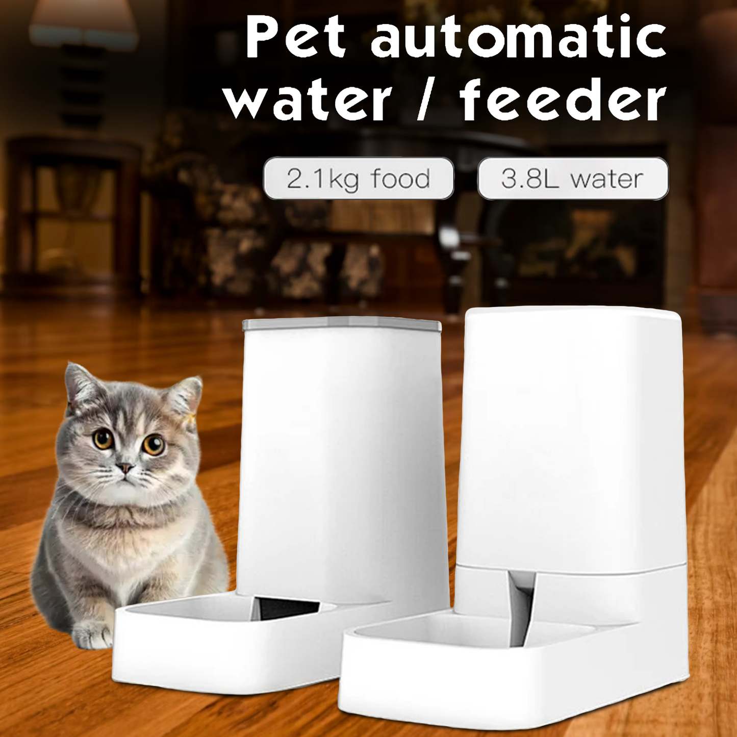 Smart Pet Feeder – 3.8L Automatic Food Dispenser & Water Fountain Drink Bowl for Cats & Dogs