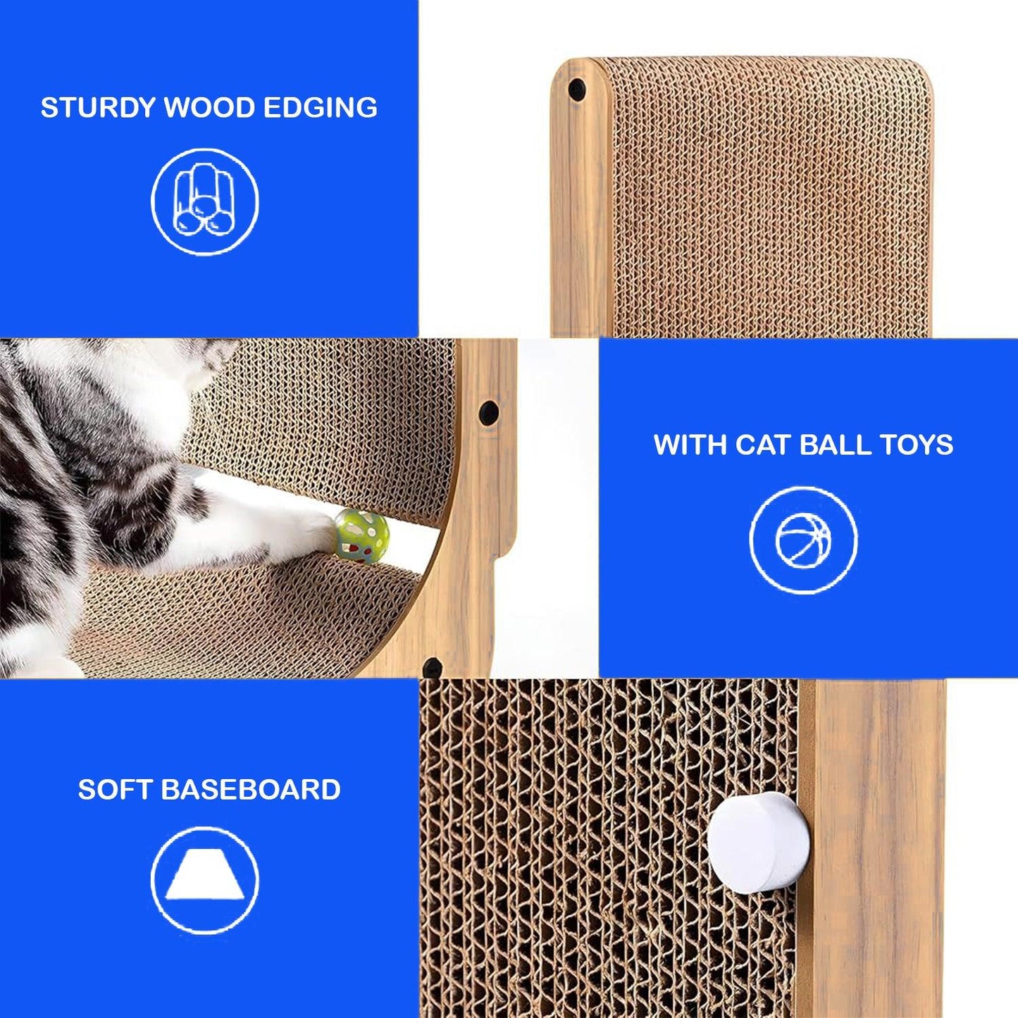 Cat Scratcher Pad - 70 cm L-shaped Wall-mounted Scratch Pad Cardboard Scratching Sur