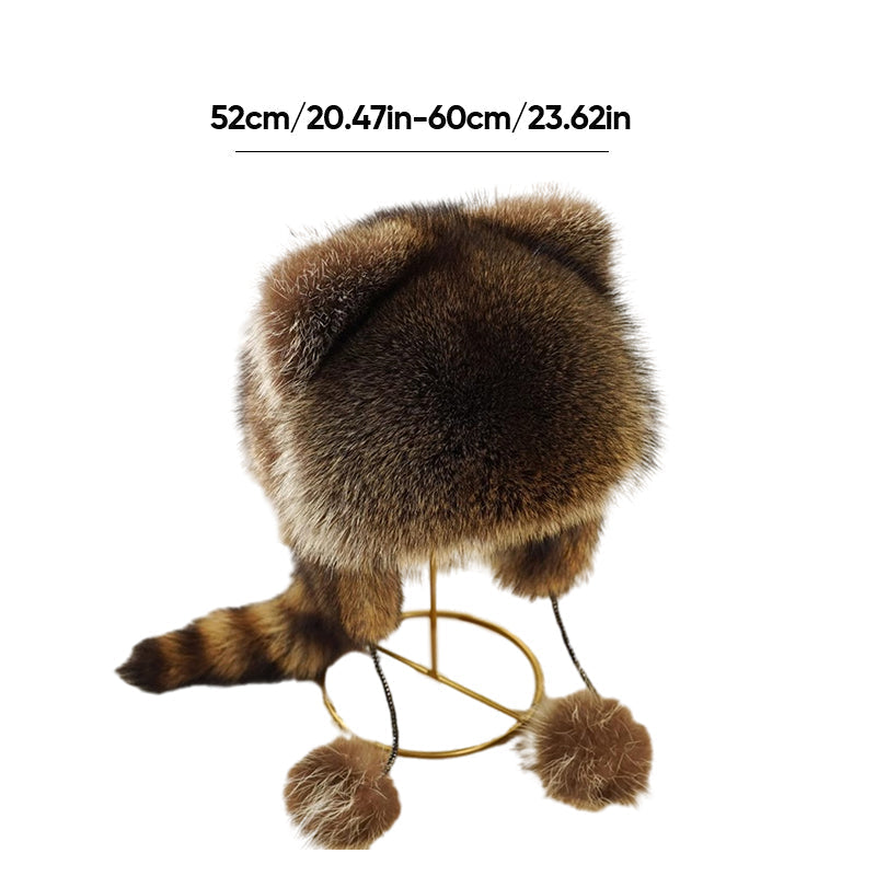 ❄️New Year Sale❄️ Raccoon Tail Fur Parent-Child Plush Hat