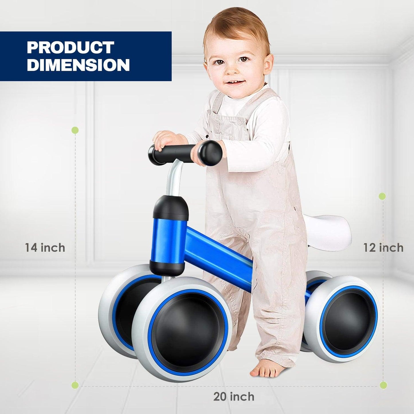 Toddler Balance Bike - Baby Bike Blue Kids Trike No Pedal Free Toddler For 1-2 Year Old