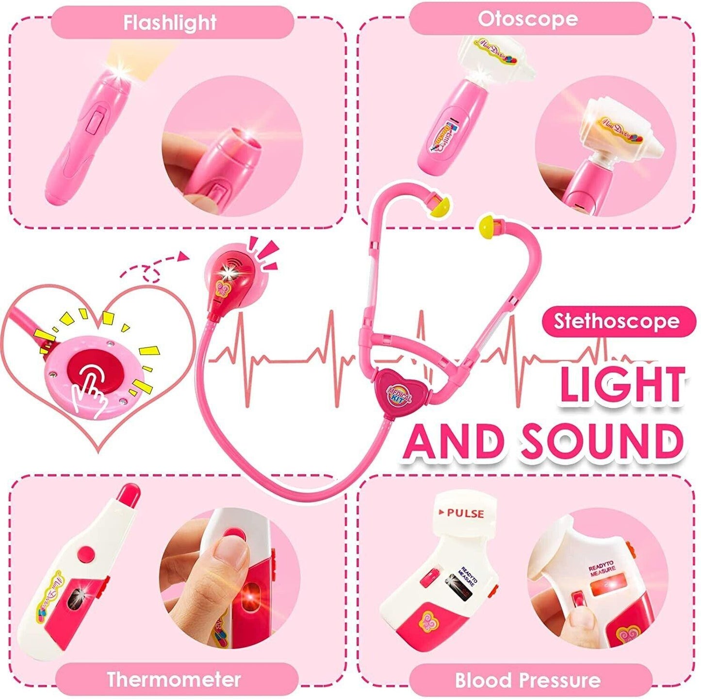 Realistic Doctors Kit - 35PCS Kids Doctors Set Nurse Dentist Kit Dress Up Costumes Pretend Play Toys