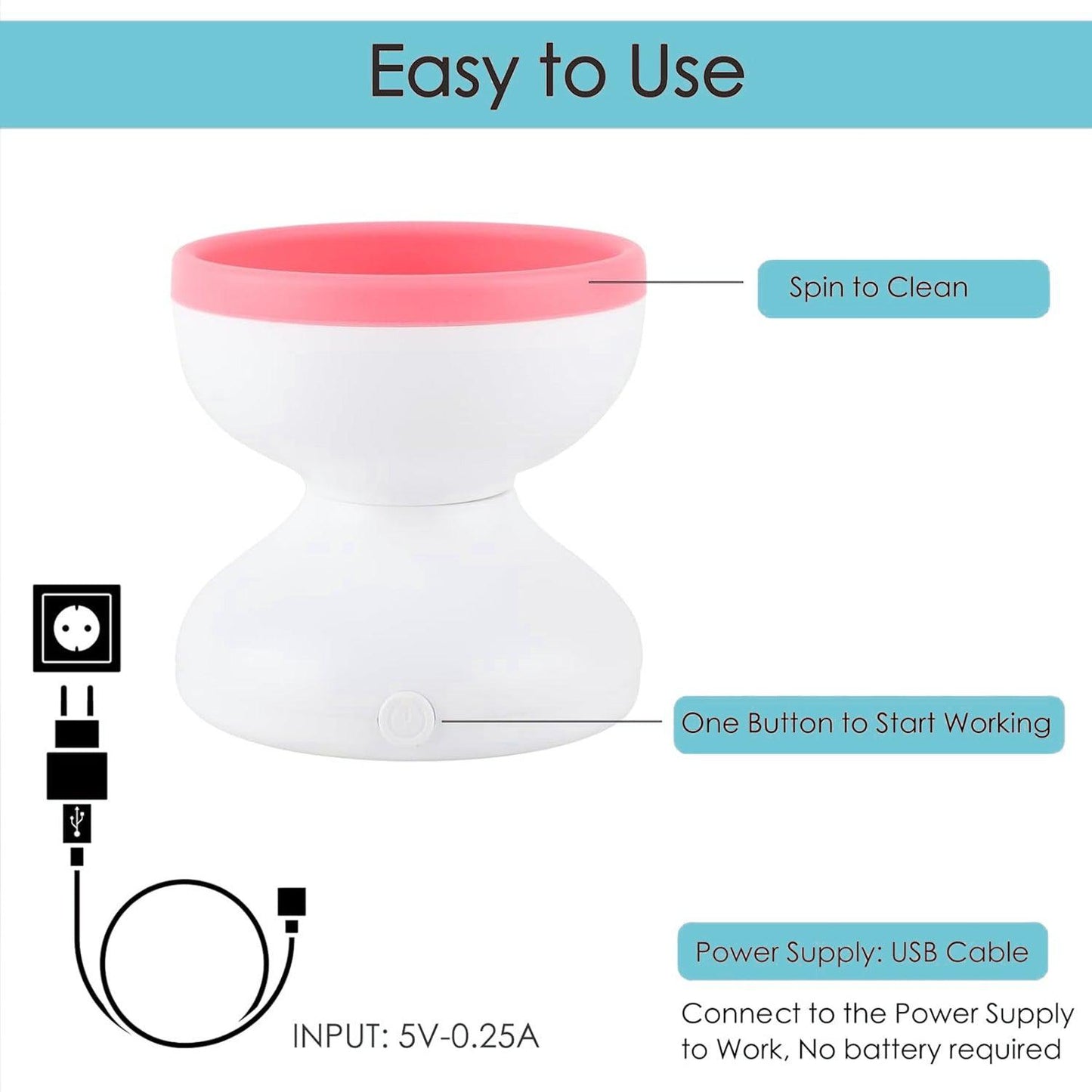 Cosmetic Brush Cleaner - Automatic Electric Makeup Brush Cleaning Machine Fast Clean Dryer