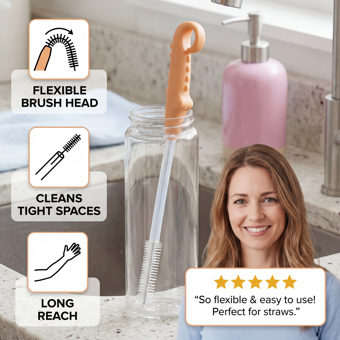 Flexible Straw Cleaning Brush – Long Tube Cleaner for Bottles, Pacifiers & Cups