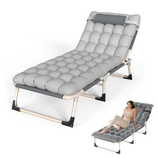 Collapsible Sun Lounger – Foldable Reclining Garden Chair for Outdoor Relaxation