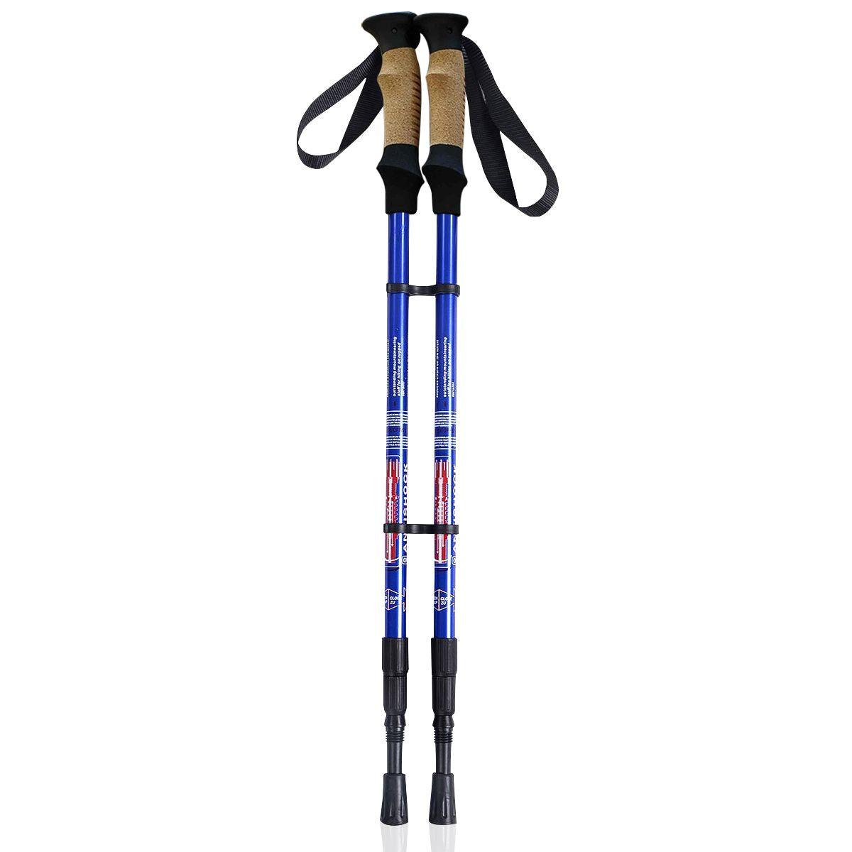 Adjustable Hiking Pole - Telescopic Walking Poles Set 3-Section Anti Shock Trekking Stick