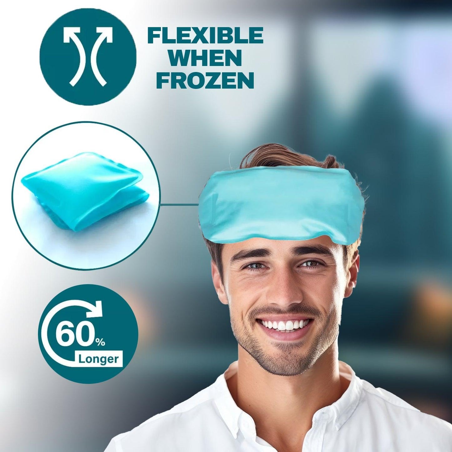 Migraine Ice Pack - Adjustable Head Wrap For Hot Cold Therapy