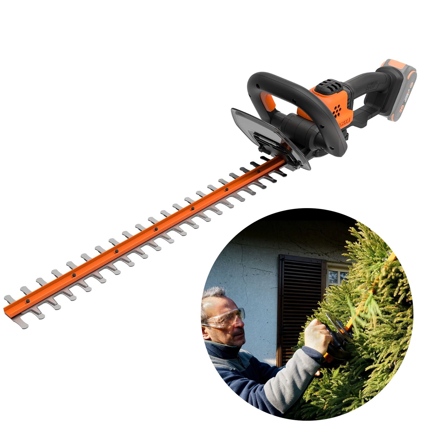 Cordless Hedge Trimmer – 2-in-1 Electric Shrub and Grass Cutter with Rechargeable Battery