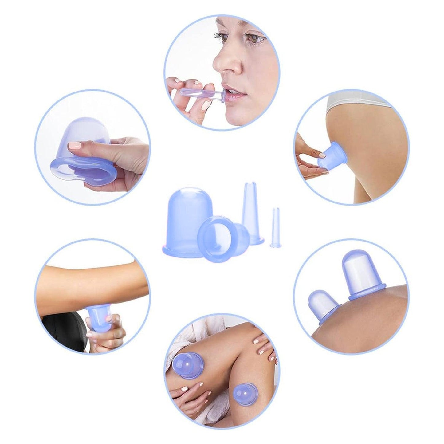 Silicone Cupping Set - Anti Cellulite Cup Massage Roller Vacuum Massage Cup Kit Body Cup Set