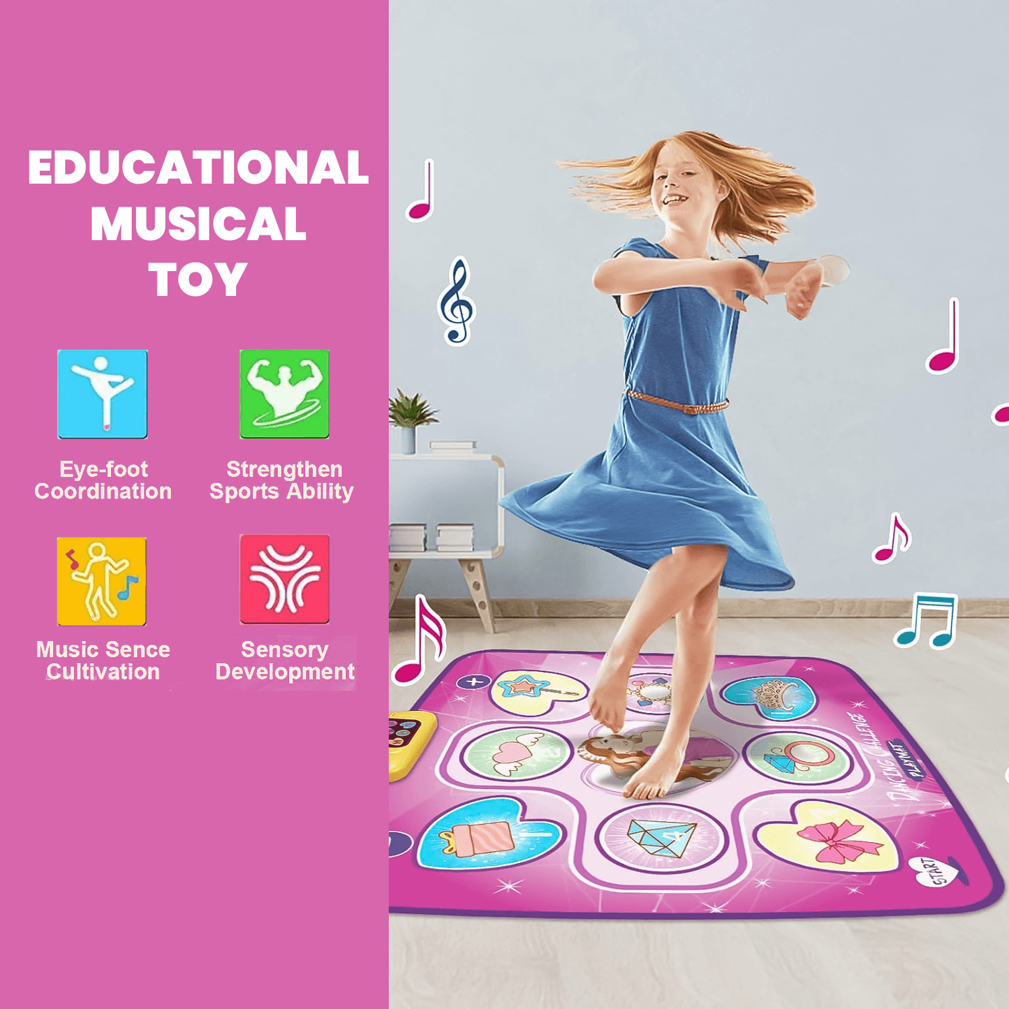 Interactive Dance Mat – LED Music Play Mat With Adjustable Volume & 5 Fun Modes For Active Play