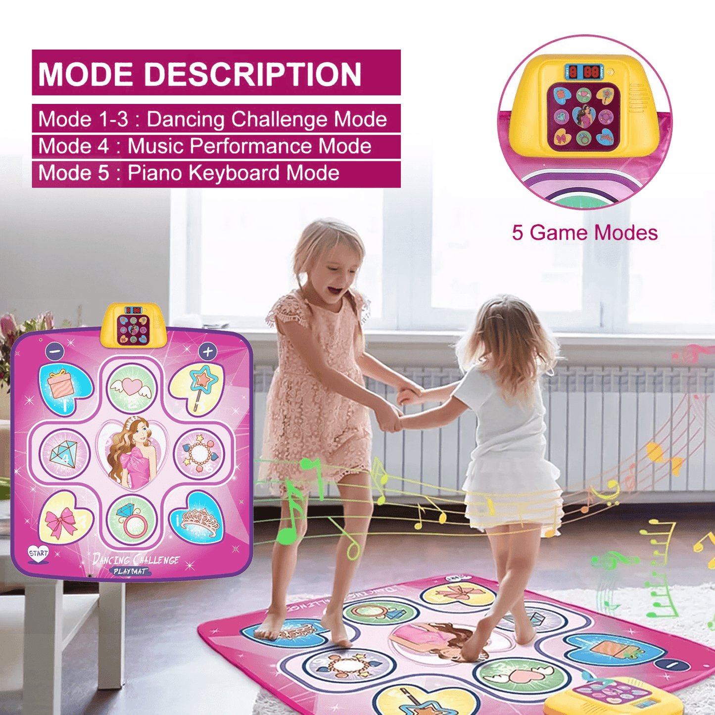 Interactive Dance Mat – LED Music Play Mat With Adjustable Volume & 5 Fun Modes For Active Play