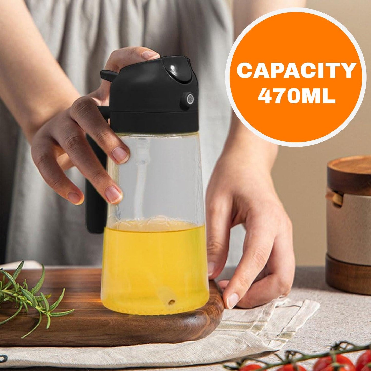 Cooking Oil Spray Bottle - 2-in-1 Oil Dispenser Bottle Refillable BBQ Cooking Olive Oil Sprayer UK