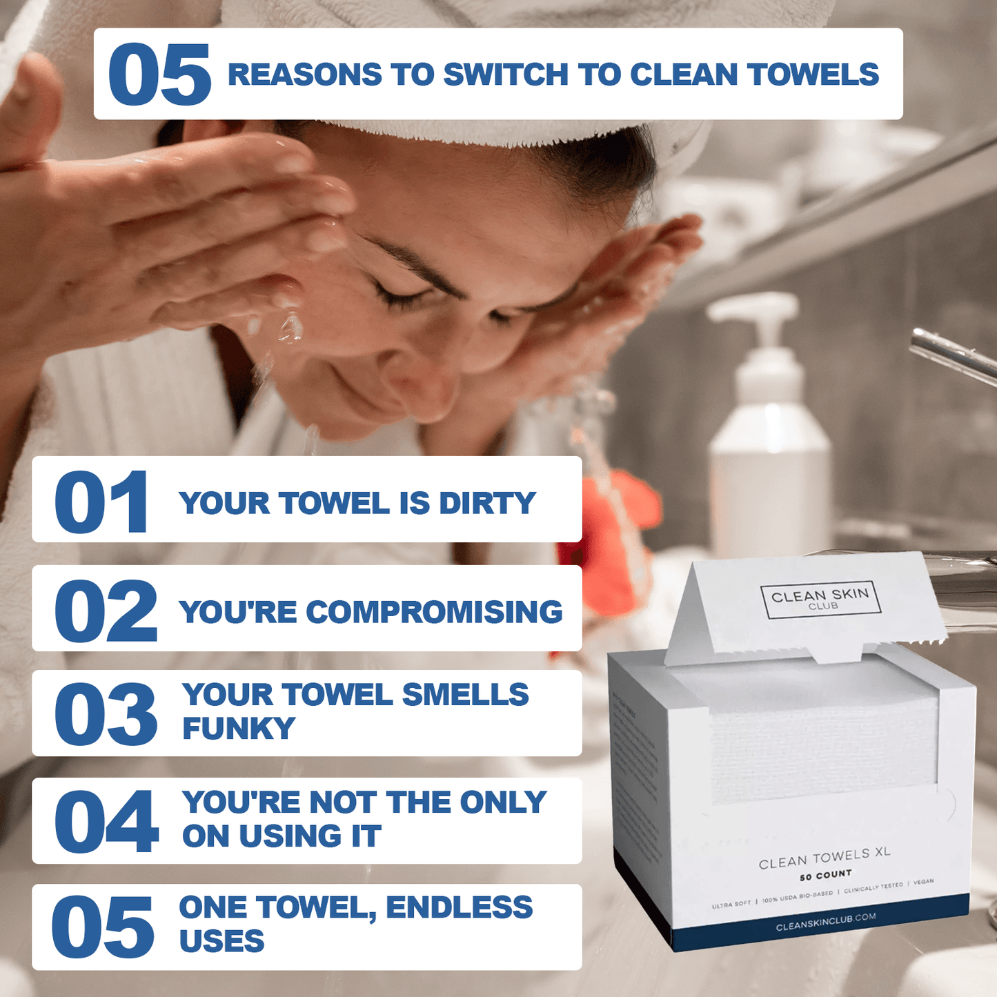 Disposable Face Towels - 100% USDA Biobased Face Towel 100pcs Makeup Towel