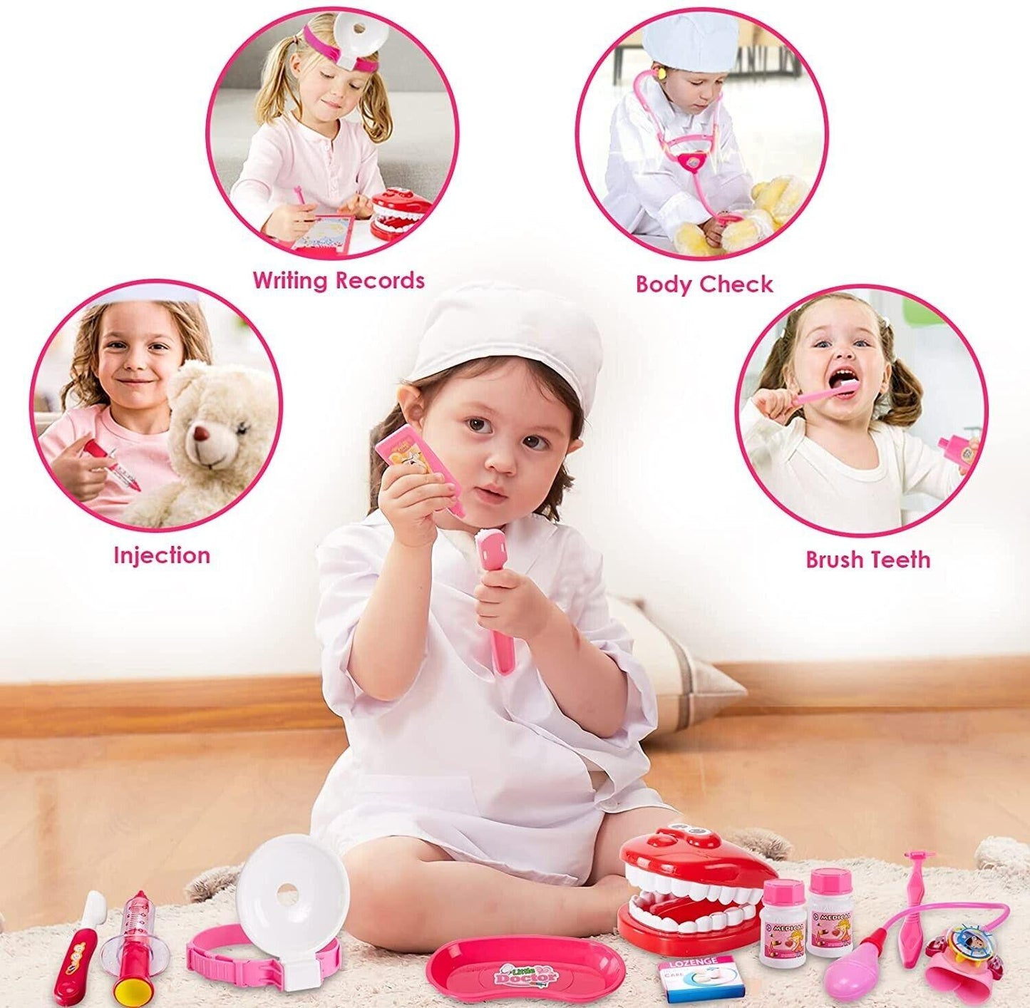 Realistic Doctors Kit - 35PCS Kids Doctors Set Nurse Dentist Kit Dress Up Costumes Pretend Play Toys