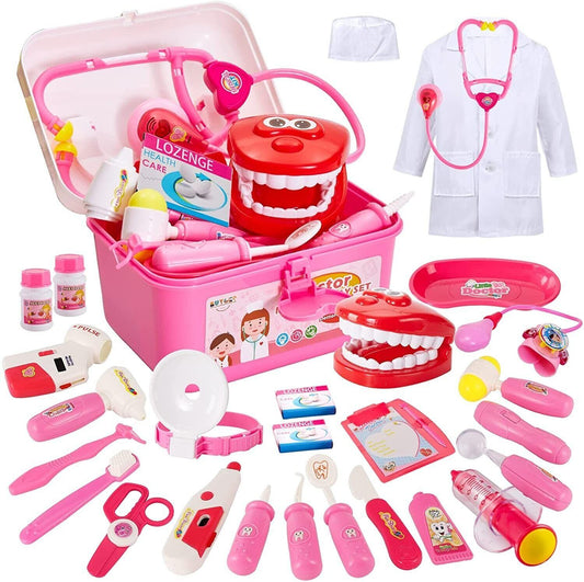 Realistic Doctors Kit - 35PCS Kids Doctors Set Nurse Dentist Kit Dress Up Costumes Pretend Play Toys