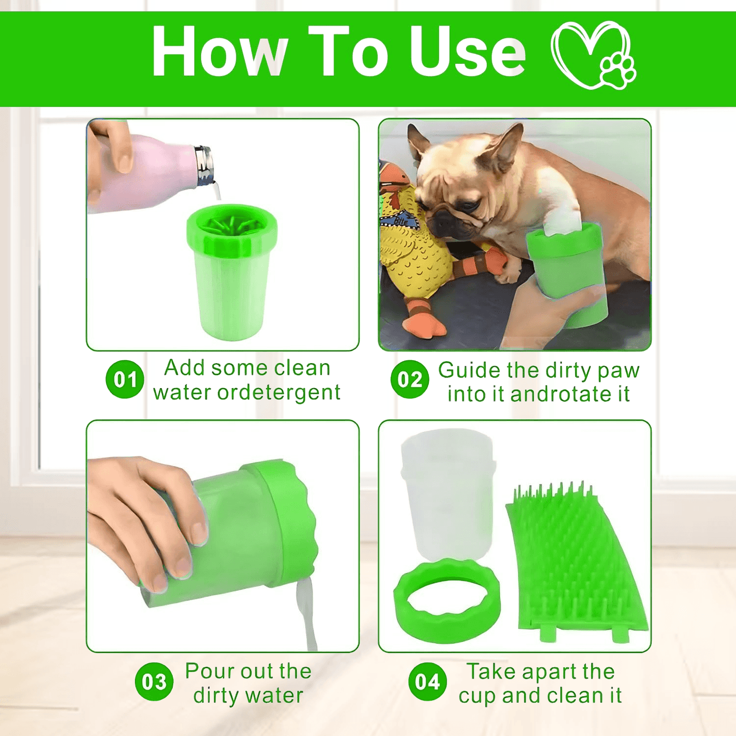 Dog Feet Cleaner - Portable Pet Foot Washer Cup Dog Cat Cleaner Paw Clean Brush Cup Quickly Wash