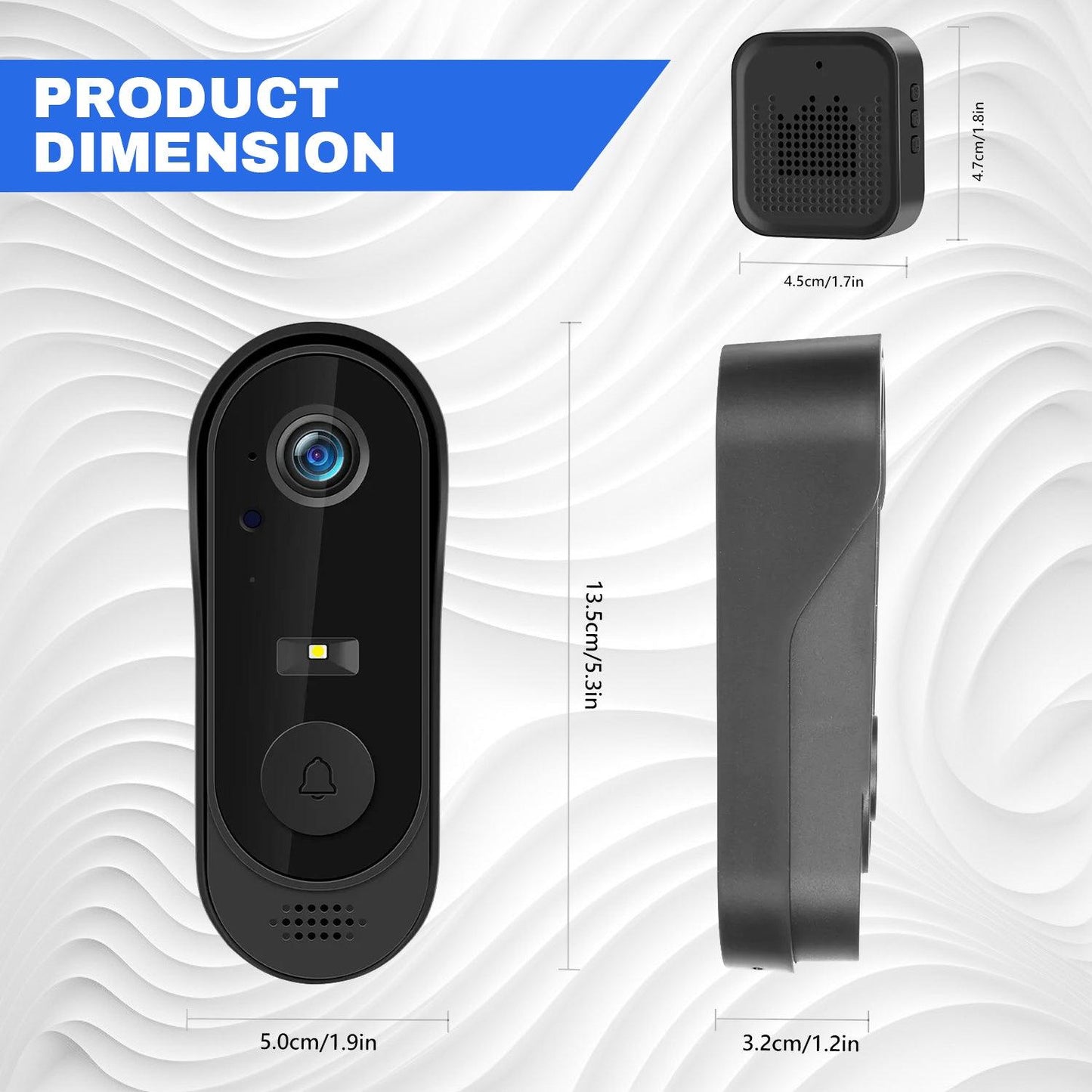 Wifi Video Doorbell - Smart Wireless Security Ring Phone Camera Door Bell Intercom HD Advanced Motion Detection Security Camera Bell