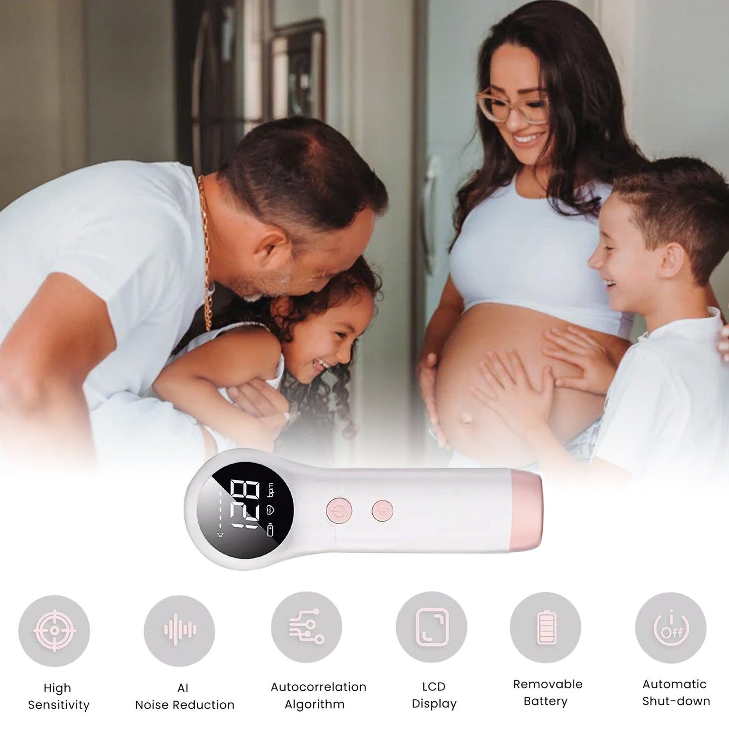 Doppler Fetal Monitor - Fetal Doppler Detector Baby Heart Beat Rate Prenatal Monitor Home Use UK