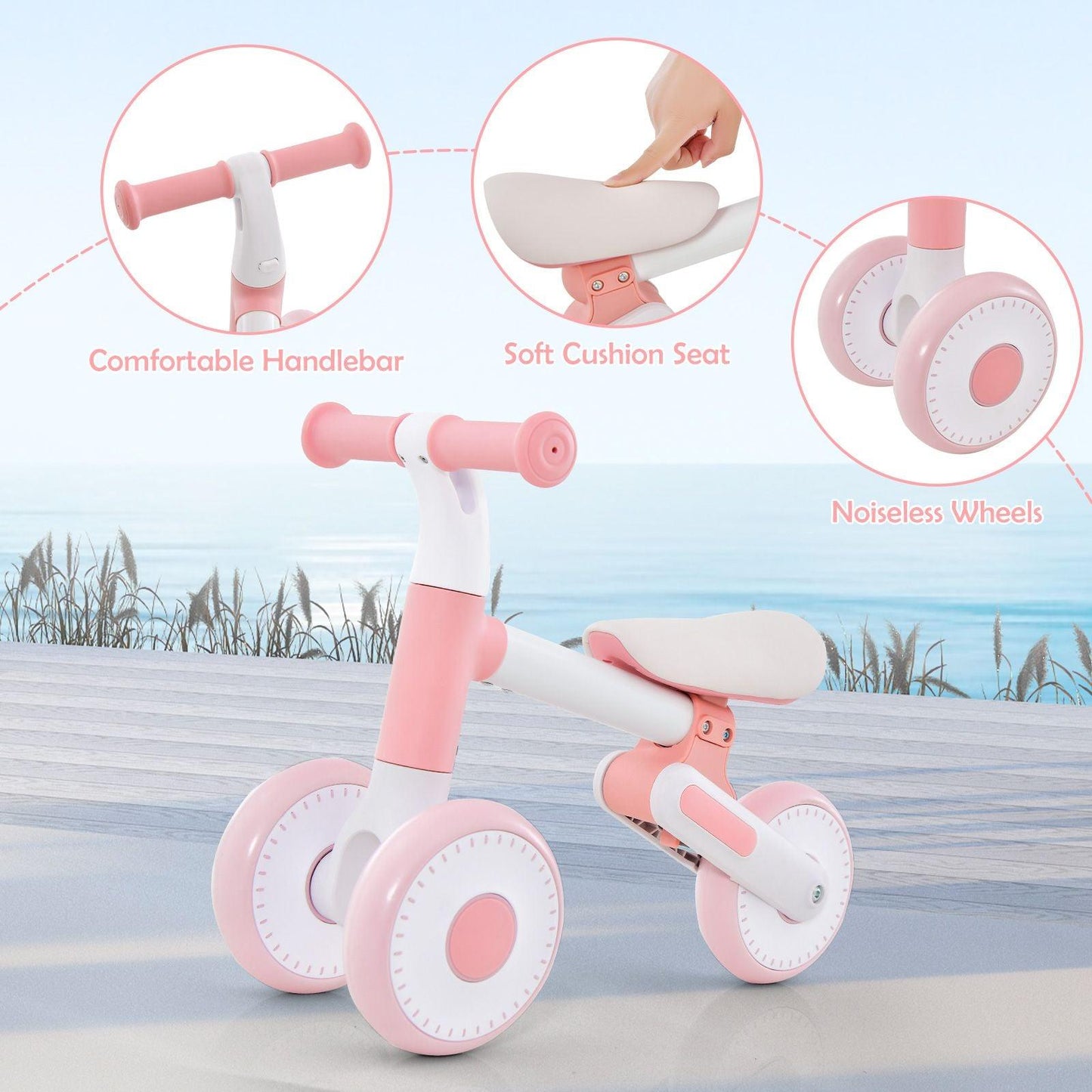 Baby Balance Bike - Toddler Walker Training Bicycle with Adjustable Seat